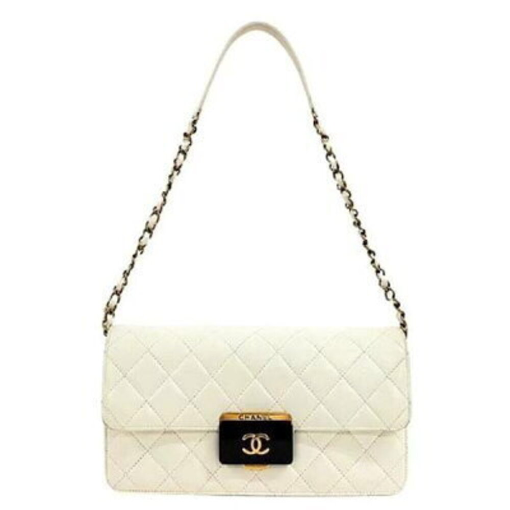 Chanel Matelasse Chain Handbag Ivory White Tote Diamond Bag